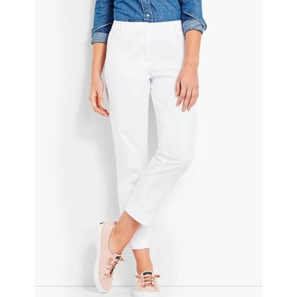Talbots Perfect Crop Pants Womens Size 16W White High Waisted Stretch Casual